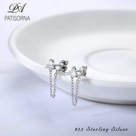 Bar Drop Chain Stud Earrings Butterfly Heart Moon Flower CZ Lightning Chain Earring Threader Dangle Earrings For Women Bar Drop Chain Stud Earrings Butterfly Heart Moon Flower CZ Lightning Chain Earring Threader Dangle Earrings For Women